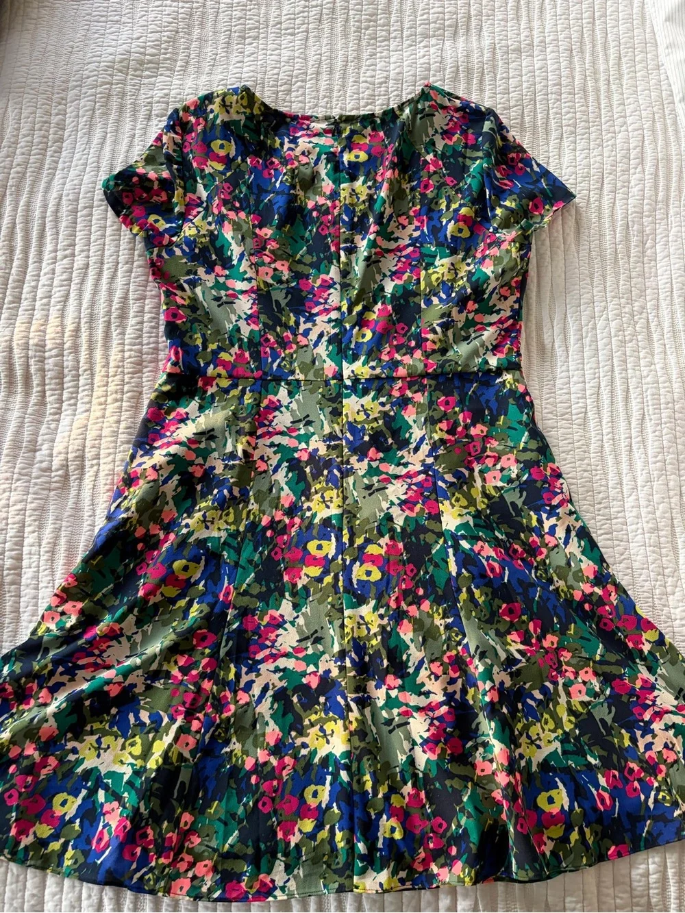 J. Crew Multicolor Floral Print Dress - Blue Green Pink